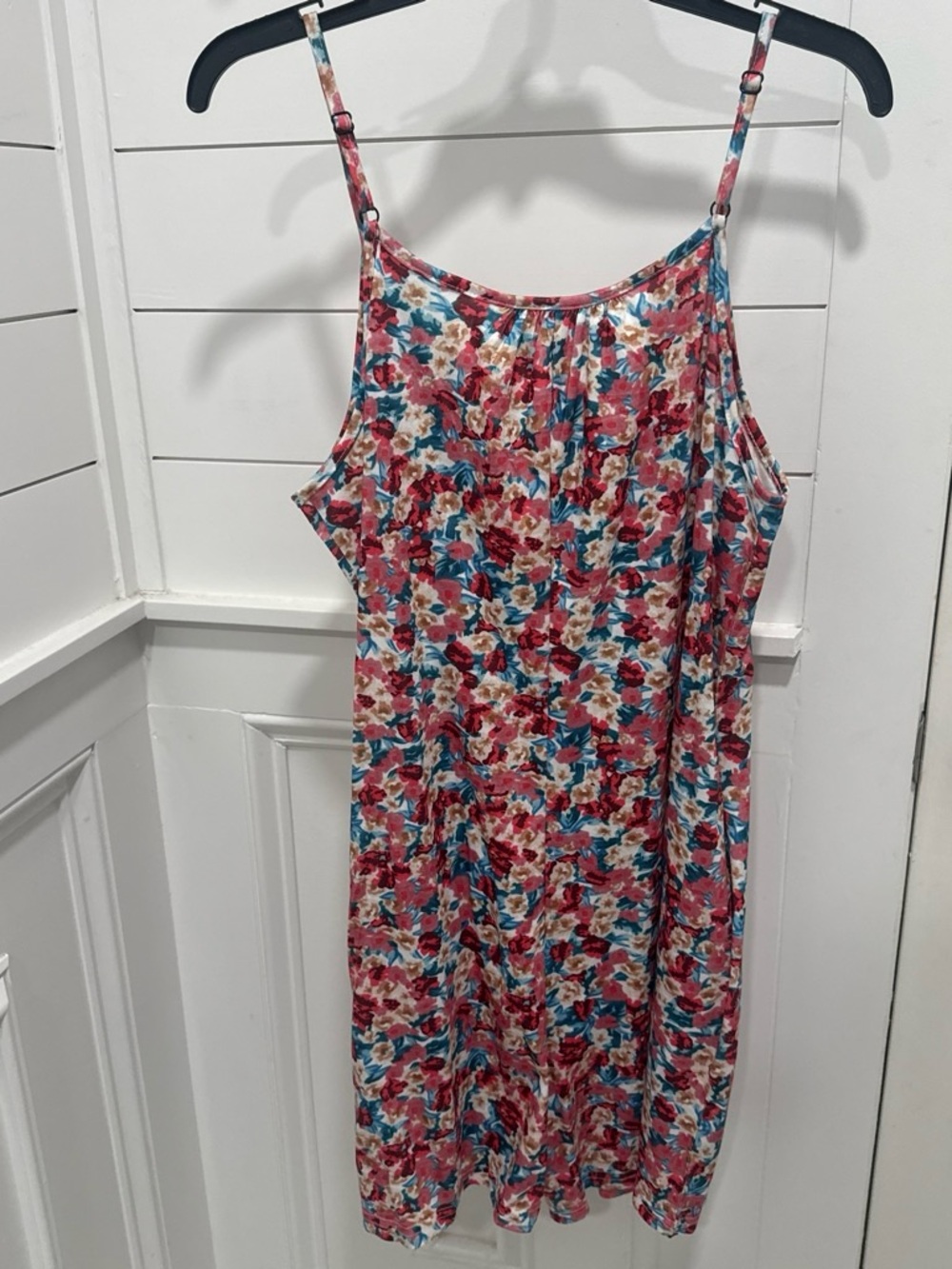 Source Unknown Pink, Blue & Cream Floral Slip Jumpsuit